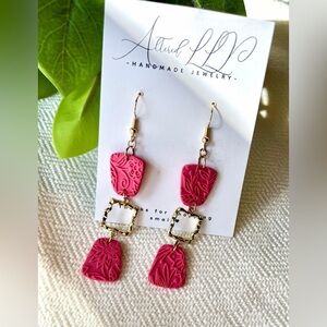 2/$30 Pink and Gold Dangle Earrings